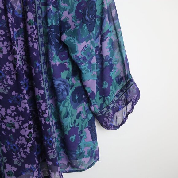 Joie 100% Silk Floral Multicolor Long Sleeve Blouse Size XS - Picture 7 of 9